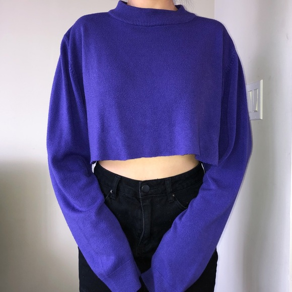 Purple Cropped Sweater - Picture 2 of 4